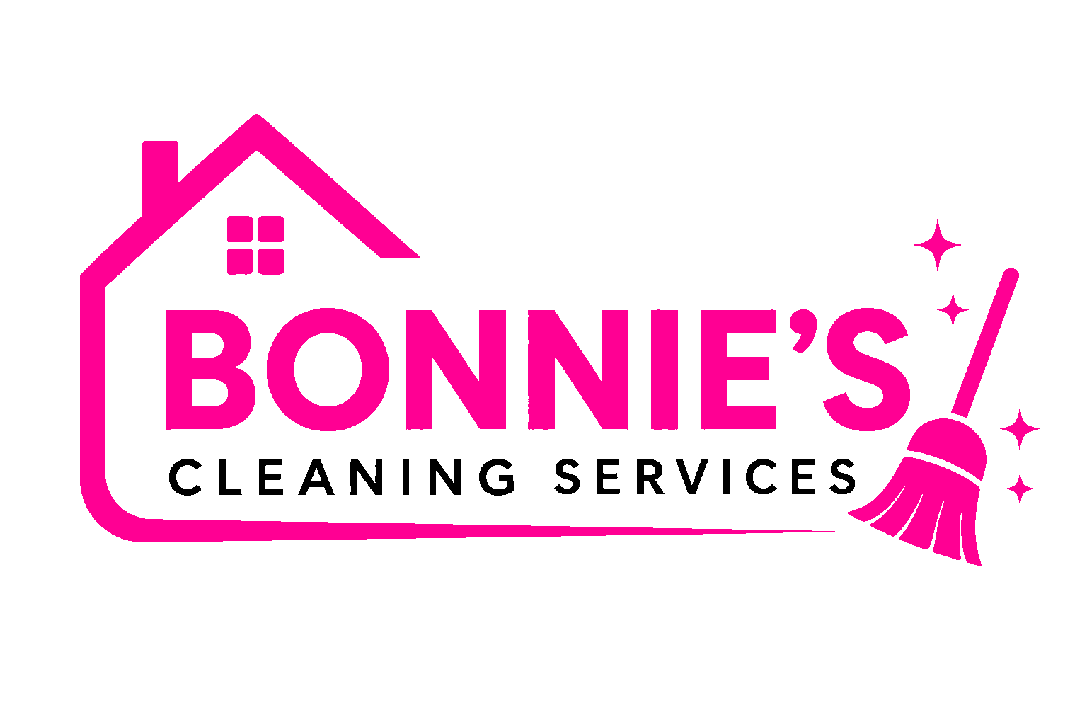 Bonnie's Cleaning Services house and broom logo